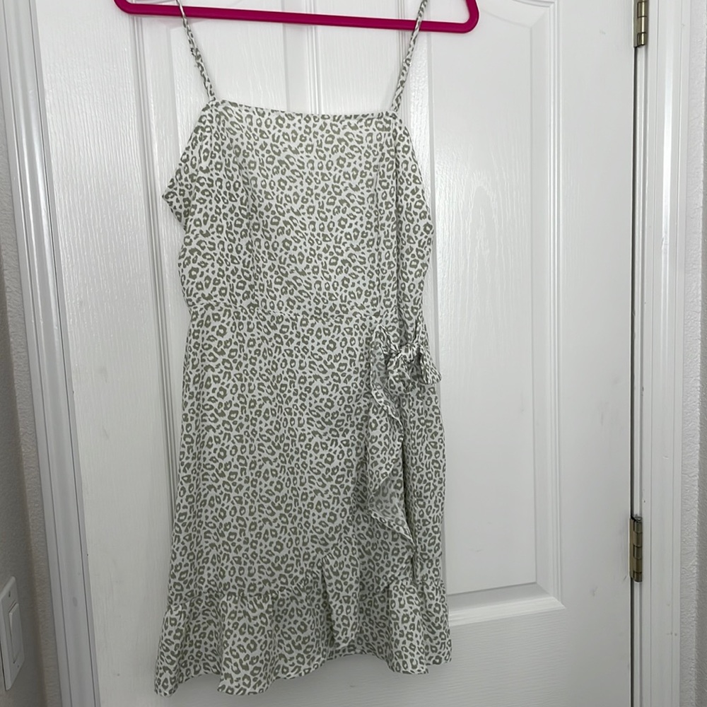 sage green leopard dress